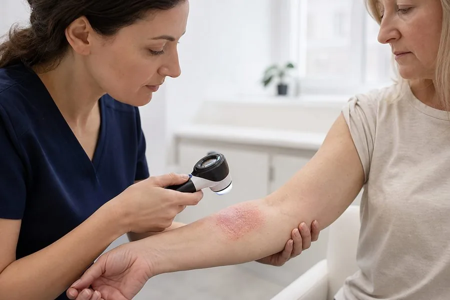 Eczema examination by a consultant