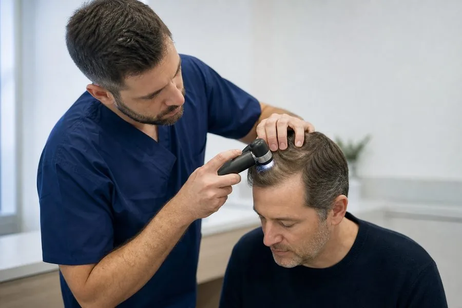 Hair Loss examination by a consultant