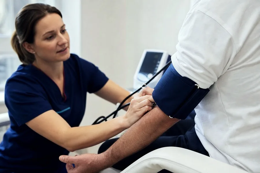 High blood pressure examination by a consultant