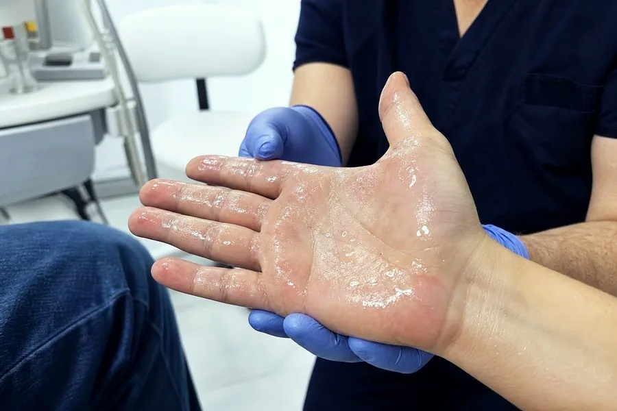 Hyperhidrosis examination by a consultant