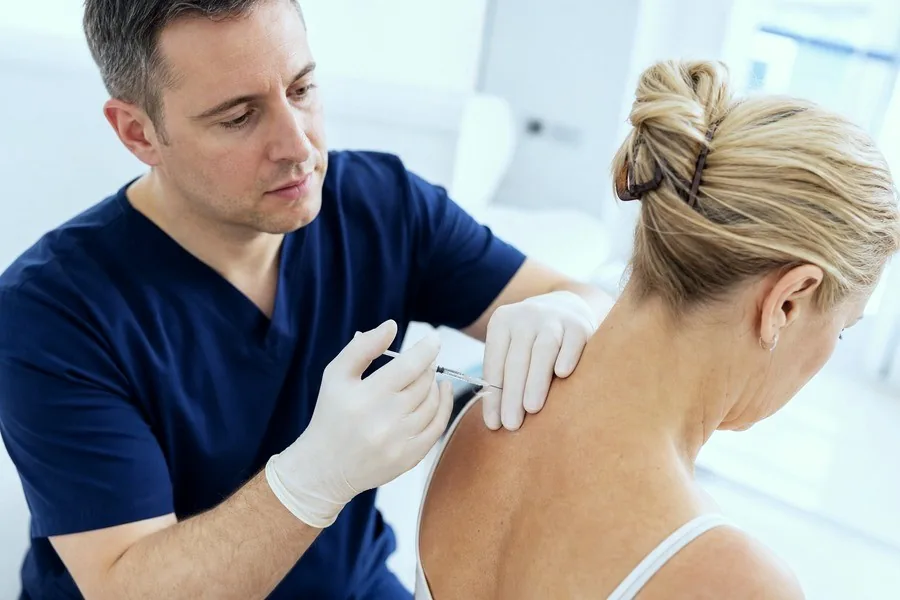 Intramuscular toxin injection for dystonia at Bridge House Clinic